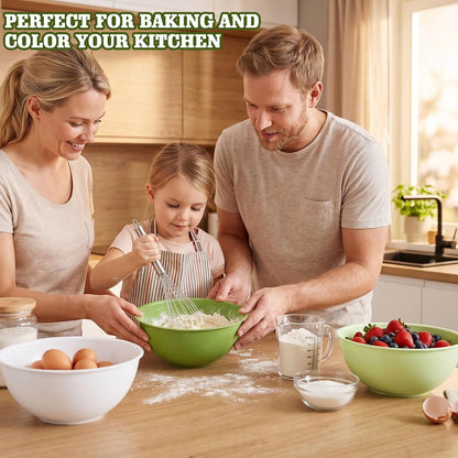 4-Piece Plastic Mixing Bowl Set with Lids for Kitchen, 67oz Lightweight Storage Bowls, Large Salad Bowls for Baking, Prepping, Cooking and Serving Food, Dishwasher & Microwave Safe