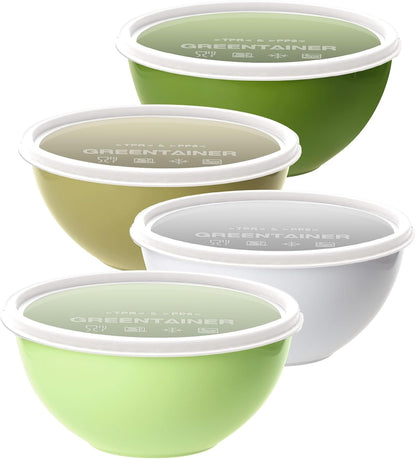 4-Piece Plastic Mixing Bowl Set with Lids for Kitchen, 67oz Lightweight Storage Bowls, Large Salad Bowls for Baking, Prepping, Cooking and Serving Food, Dishwasher & Microwave Safe