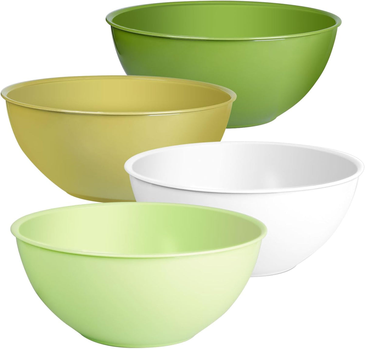 4-Piece Plastic Mixing Bowl Set with Lids for Kitchen, 67oz Lightweight Storage Bowls, Large Salad Bowls for Baking, Prepping, Cooking and Serving Food, Dishwasher & Microwave Safe