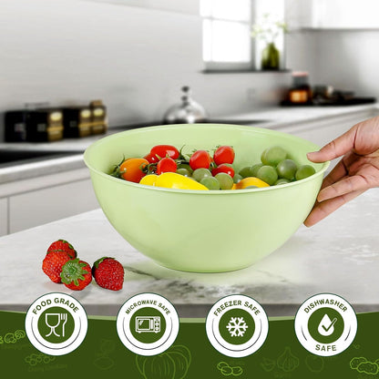 4-Piece Plastic Mixing Bowl Set with Lids for Kitchen, 67oz Lightweight Storage Bowls, Large Salad Bowls for Baking, Prepping, Cooking and Serving Food, Dishwasher & Microwave Safe