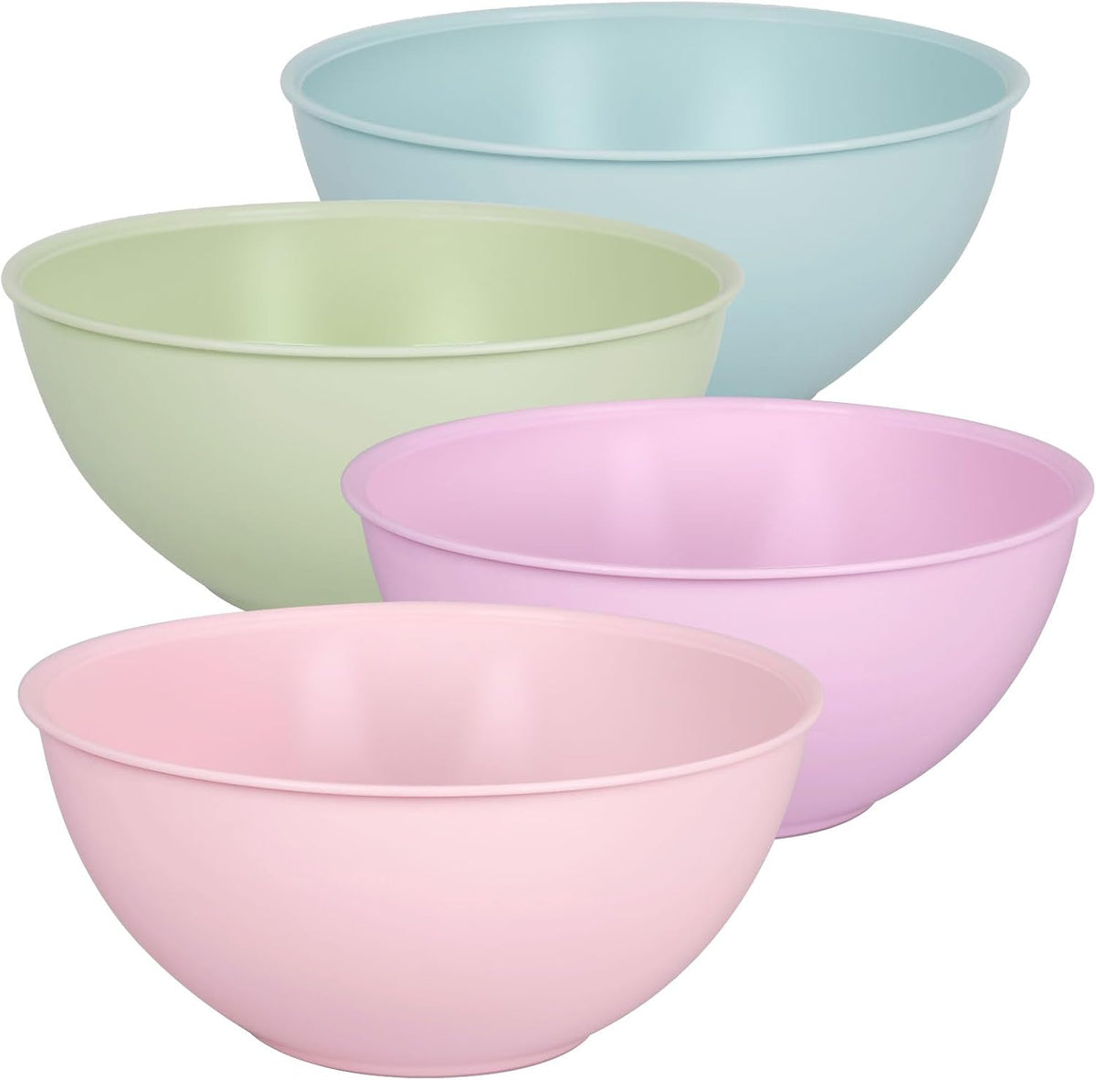 4-Piece Plastic Mixing Bowl Set with Lids for Kitchen, 67oz Lightweight Storage Bowls, Large Salad Bowls for Baking, Prepping, Cooking and Serving Food, Dishwasher & Microwave Safe