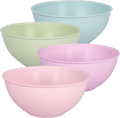 4-Piece Plastic Mixing Bowl Set with Lids for Kitchen, 67oz Lightweight Storage Bowls, Large Salad Bowls for Baking, Prepping, Cooking and Serving Food, Dishwasher & Microwave Safe