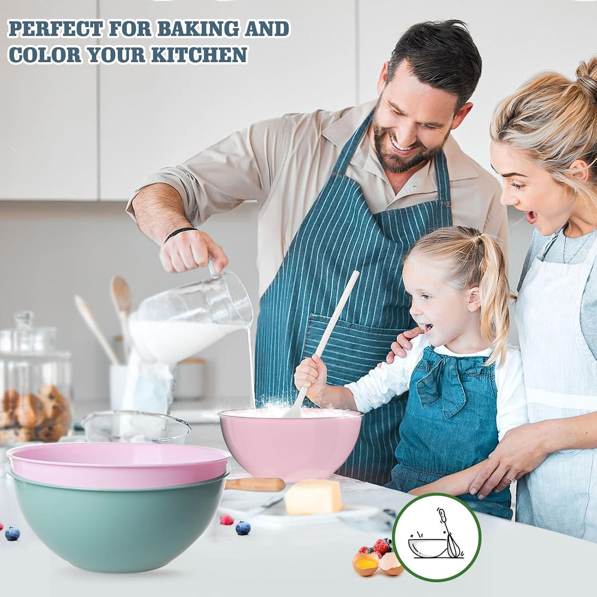 4-Piece Plastic Mixing Bowl Set with Lids for Kitchen, 67oz Lightweight Storage Bowls, Large Salad Bowls for Baking, Prepping, Cooking and Serving Food, Dishwasher & Microwave Safe