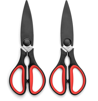 Ultra Sharp Kitchen Scissors for Food - Heavy Duty, Serrated Stainless Steel Shears (Set of 2)