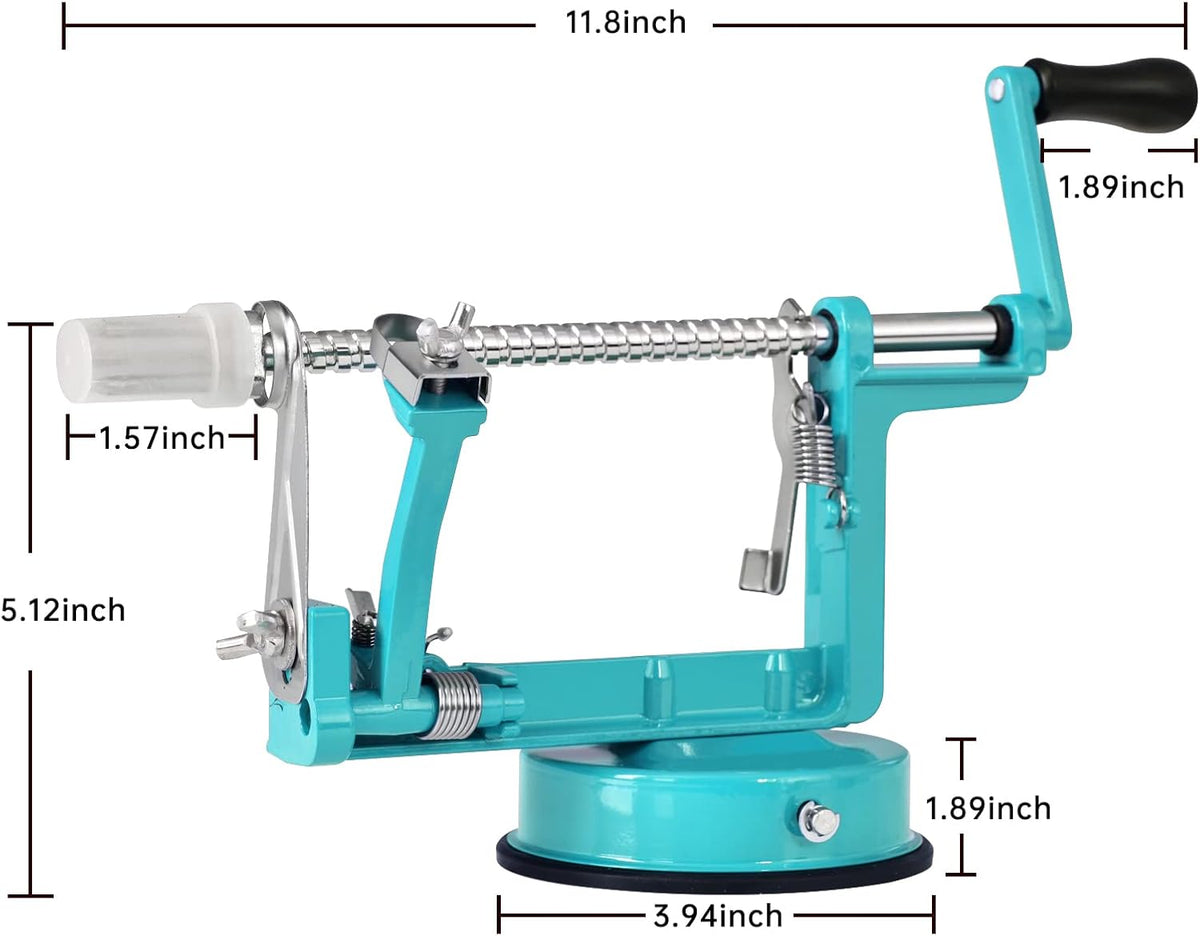 Apple Peeler, Slicer Corer Potato Peelers 3 In 1, Stainless Steel Heavy Duty with Suction Cup Base (Red)