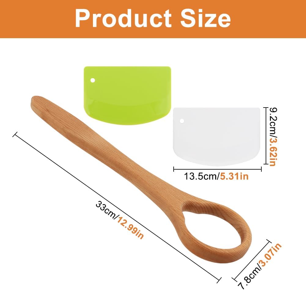 13 Inch Wooden Danish Dough Whisk, Sourdough Mixer, Durable Dough Stirring Tool for Baking, Pastry, Pizza, Egg, Ideal for Home Kitchens & Professional Bakers