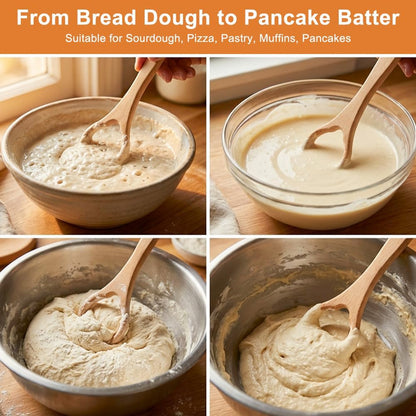 13 Inch Wooden Danish Dough Whisk, Sourdough Mixer, Durable Dough Stirring Tool for Baking, Pastry, Pizza, Egg, Ideal for Home Kitchens & Professional Bakers