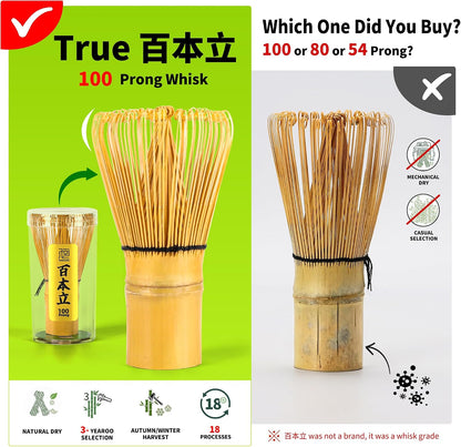 Matcha Whisk Set,7 Pcs Matcha Set Green,Ceremony Matcha Kit,Matcha Tea Set for Making Latte,Ceramic Bowl(chawan) whith Spout and Whisk,Gift for Matcha Lovers