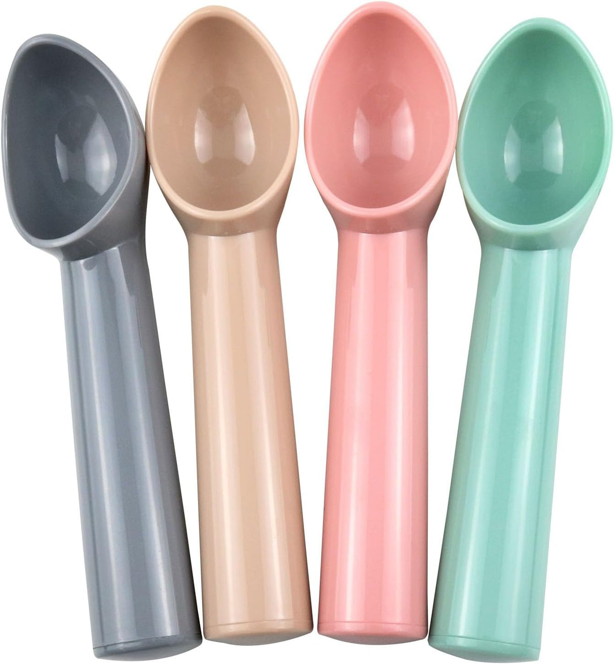 Xhziy 4 Pack Plastic Ice Cream Scoop, Small Fruit Baller for Watermelon | 7.09 x 1.18 Inch Polypropylene Design; Smooth Curved Bowl; Easy-Clean One-Piece Build; 4 Colors for Sorbet and Cupcakes