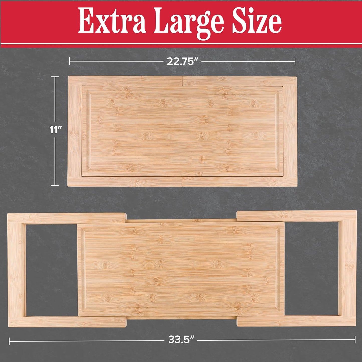 Cutting Board with Strainer - 2 in 1 Adjustable Bamboo Chopping Board with Removable Stainless Steel Colander for Over the Sink