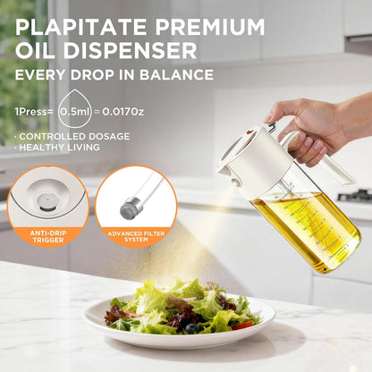2Pcs 17oz Premium Olive Oil Sprayer for Cooking, 2 in 1 Glass Olive Oil Dispenser Bottle for Kitchen Gadgets, Spray Bottle with Portion Control for Salad, Frying, BBQ (2 Black)