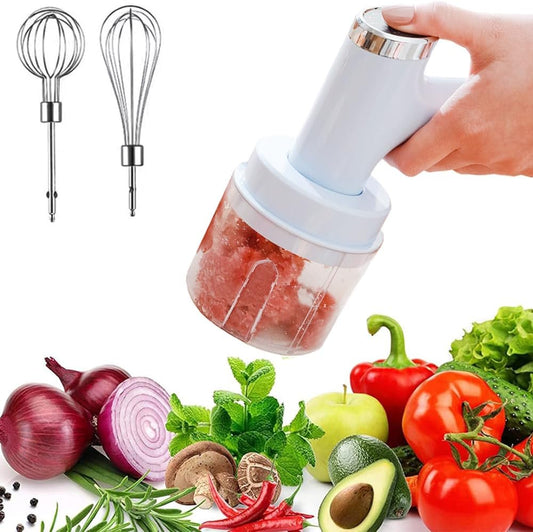 Powerful Multi-Function Electric Vegetable Chopper/Mini Food Processor/Food Slicer/Electric Egg Beater/Whisk/Hand Mixer Handheld Your Kitchen's Trusted Helper
