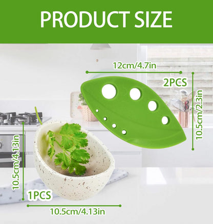Pottery Herb Stripper Bowl, Handmade Ceramic Herb Stripper with 2 tools, different sizes Holes for Parsley, Rosemary, Collard Greens, Kitchen Gadget for Separating Leaves and Stems(3-Piece Set)