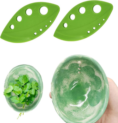Pottery Herb Stripper Bowl, Handmade Ceramic Herb Stripper with 2 tools, different sizes Holes for Parsley, Rosemary, Collard Greens, Kitchen Gadget for Separating Leaves and Stems(3-Piece Set)