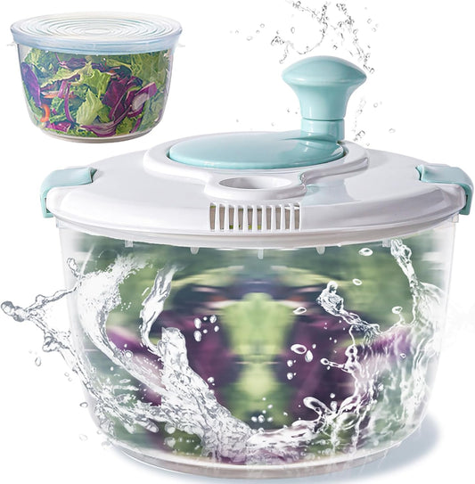 Salad Spinner, Durable Bowl Never Crack. 4.8 Qt Large Capacity Lettuce and Vegetable Spinner with Storage Lid, Non-skid Base. Gifts for Mom Women Parents
