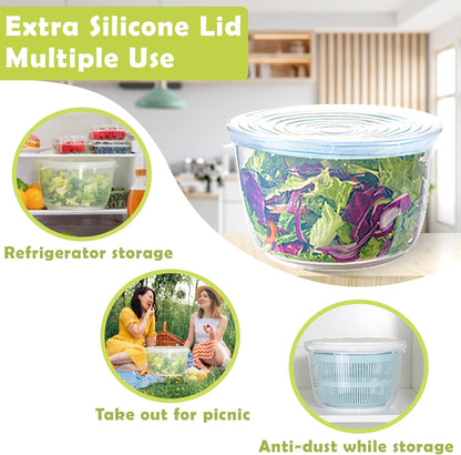 Salad Spinner, Durable Bowl Never Crack. 4.8 Qt Large Capacity Lettuce and Vegetable Spinner with Storage Lid, Non-skid Base. Gifts for Mom Women Parents