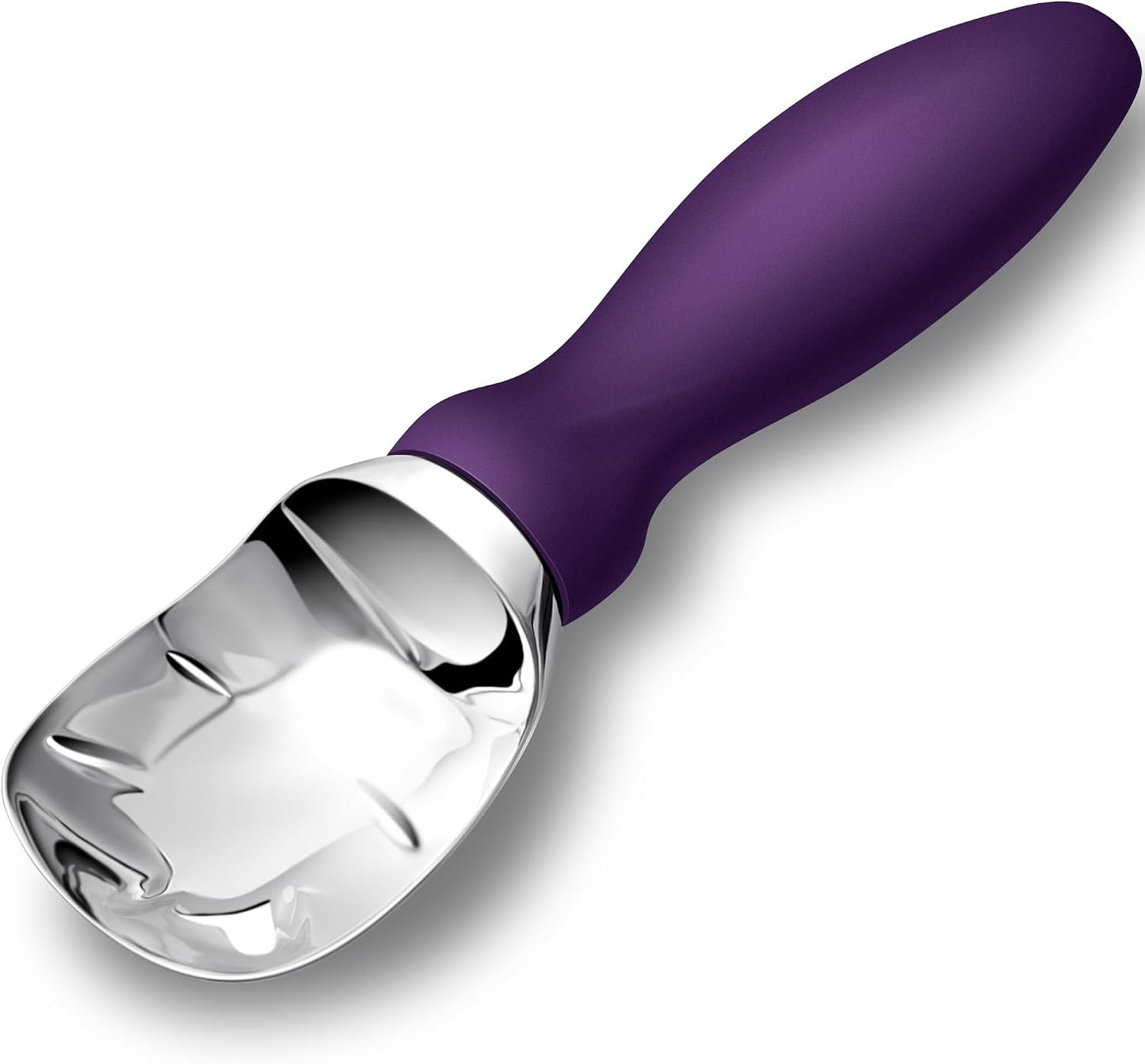 Ice Cream Scoop Stainless Steel with Comfortable Handle, Ice Cream Scooper Heavy Duty, Ice Cream Spade Great for Spooning Frozen Hard Gelato and Sorbet, Cookie Dough, Melon, Purple