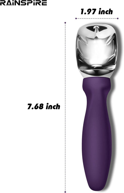 Ice Cream Scoop Stainless Steel with Comfortable Handle, Ice Cream Scooper Heavy Duty, Ice Cream Spade Great for Spooning Frozen Hard Gelato and Sorbet, Cookie Dough, Melon, Purple