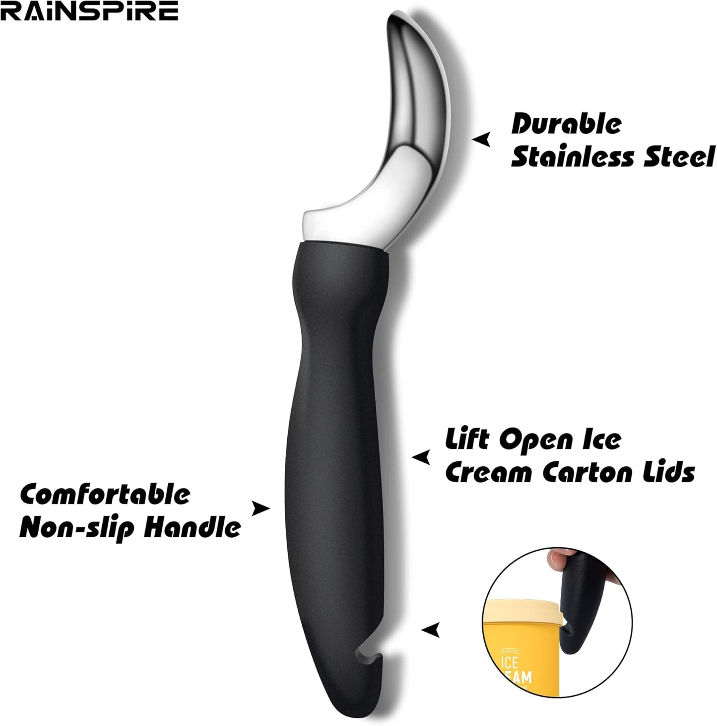 Ice Cream Scoop Stainless Steel with Comfortable Handle, Ice Cream Scooper Heavy Duty, Ice Cream Spade Great for Spooning Frozen Hard Gelato and Sorbet, Cookie Dough, Melon, Purple