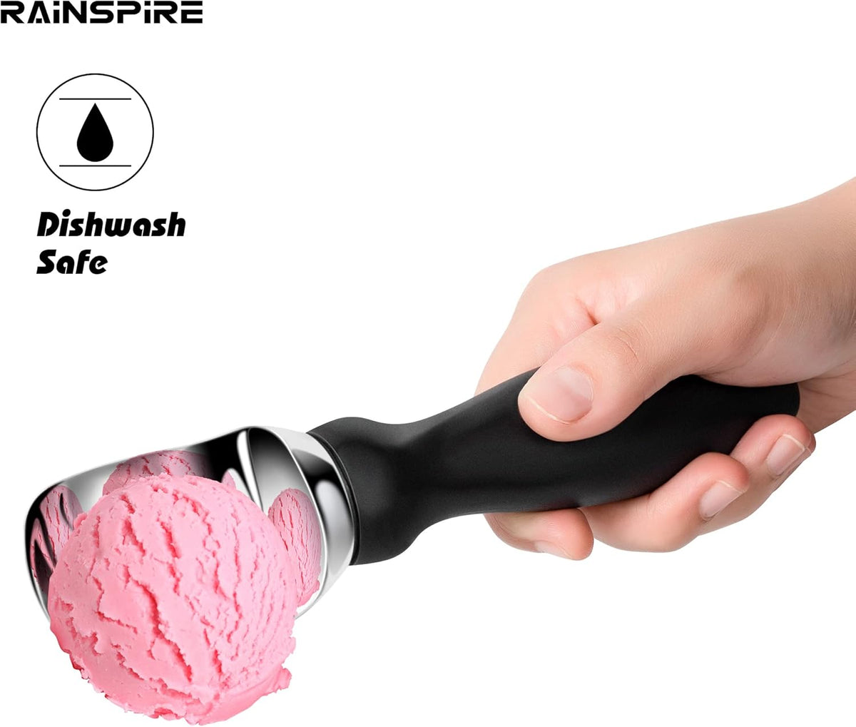 Ice Cream Scoop Stainless Steel with Comfortable Handle, Ice Cream Scooper Heavy Duty, Ice Cream Spade Great for Spooning Frozen Hard Gelato and Sorbet, Cookie Dough, Melon, Purple