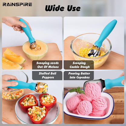 Ice Cream Scoop Stainless Steel with Comfortable Handle, Ice Cream Scooper Heavy Duty, Ice Cream Spade Great for Spooning Frozen Hard Gelato and Sorbet, Cookie Dough, Melon, Purple