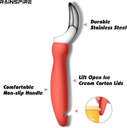 Ice Cream Scoop Stainless Steel with Comfortable Handle, Ice Cream Scooper Heavy Duty, Ice Cream Spade Great for Spooning Frozen Hard Gelato and Sorbet, Cookie Dough, Melon, Purple