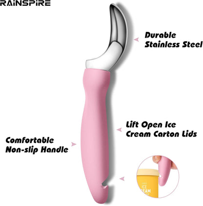 Ice Cream Scoop Stainless Steel with Comfortable Handle, Ice Cream Scooper Heavy Duty, Ice Cream Spade Great for Spooning Frozen Hard Gelato and Sorbet, Cookie Dough, Melon, Purple