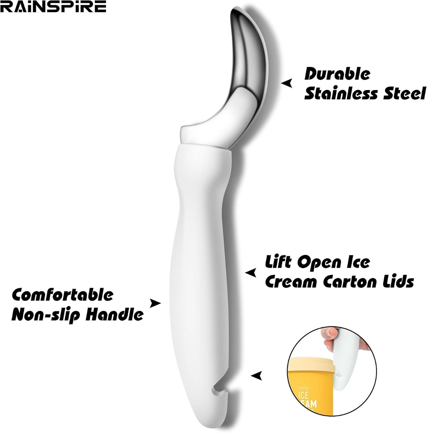 Ice Cream Scoop Stainless Steel with Comfortable Handle, Ice Cream Scooper Heavy Duty, Ice Cream Spade Great for Spooning Frozen Hard Gelato and Sorbet, Cookie Dough, Melon, Purple