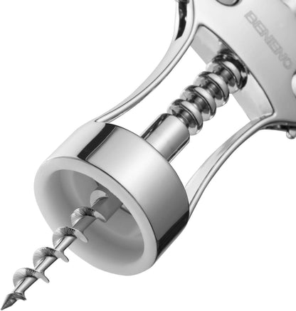 Premium Classic Wing Corkscrew Wine Opener and Bottle Opener, Silver | Durable Solid Zinc Alloy Body, Upgraded Precise Sharp-Edged Screw, Ergonomic Wing Handle with Non-Slip Grip, Multifunctional