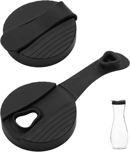 2pcs Silicone Replacement Lids for Good Seasons Salad Dressing Cruet Bottle | Black, Top Lids Leakproof & Airtight Fit, Compatible with Good Seasons Glass Cruet Container