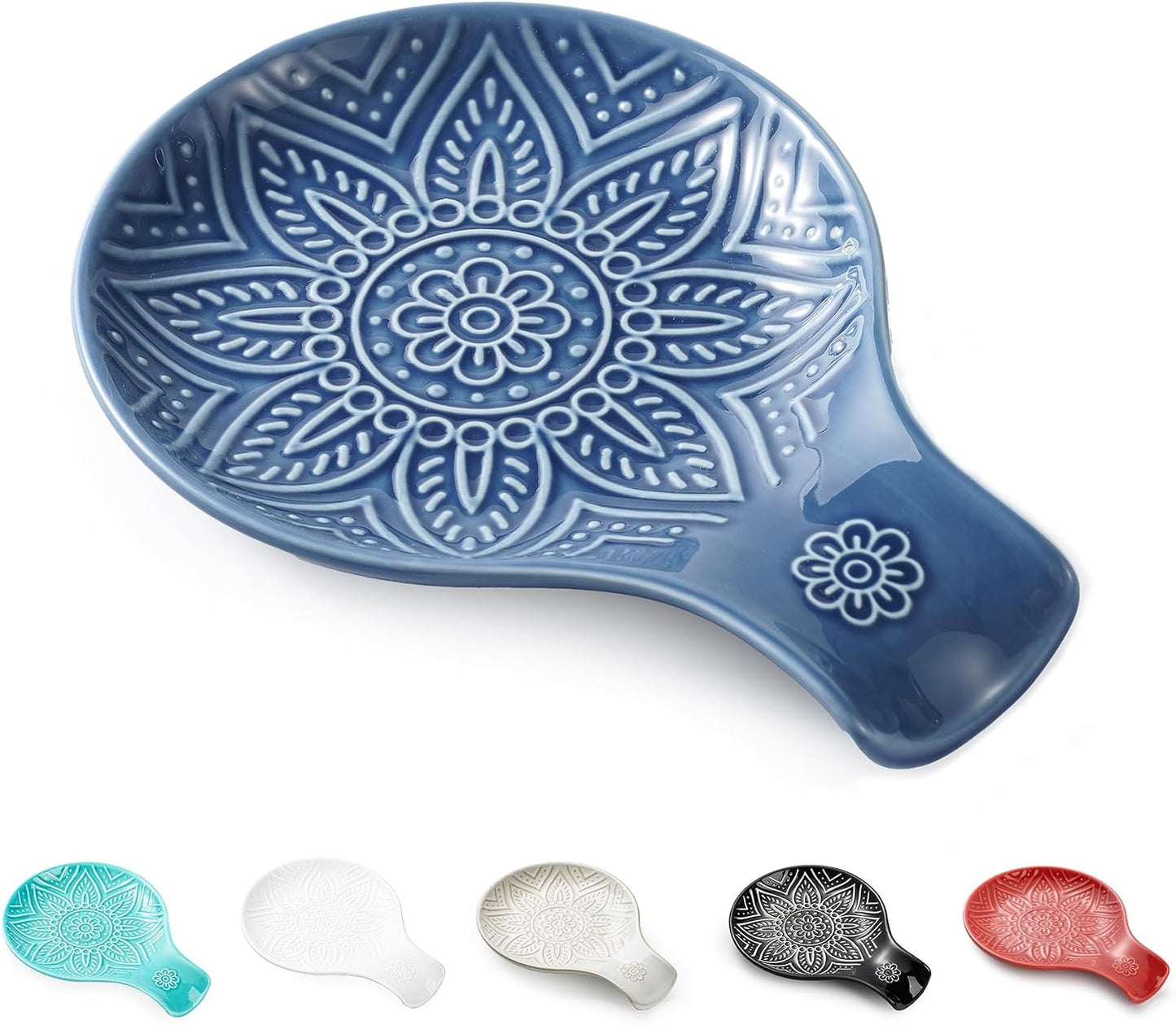 Ceramic Spoon Rest, 7.48 Inches Spoon Holder for Kitchen Counter, Kitchen Accessories, Dishwasher Safe, White