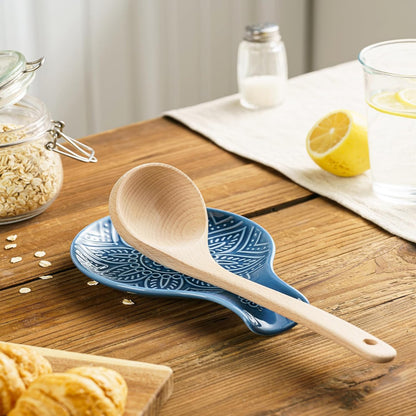Ceramic Spoon Rest, 7.48 Inches Spoon Holder for Kitchen Counter, Kitchen Accessories, Dishwasher Safe, White