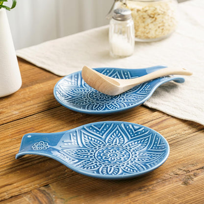 Ceramic Spoon Rest, 7.48 Inches Spoon Holder for Kitchen Counter, Kitchen Accessories, Dishwasher Safe, White