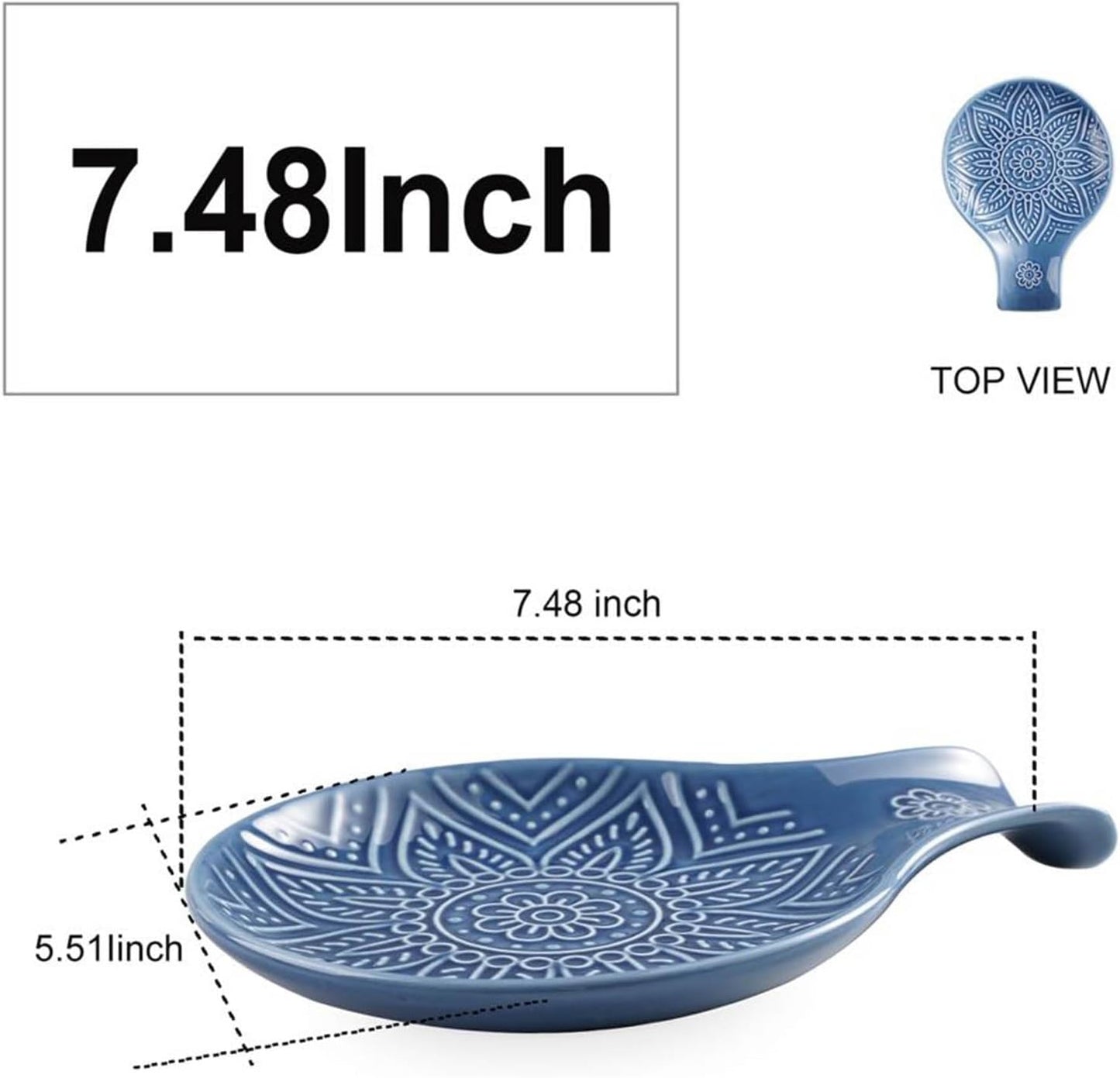 Ceramic Spoon Rest, 7.48 Inches Spoon Holder for Kitchen Counter, Kitchen Accessories, Dishwasher Safe, White