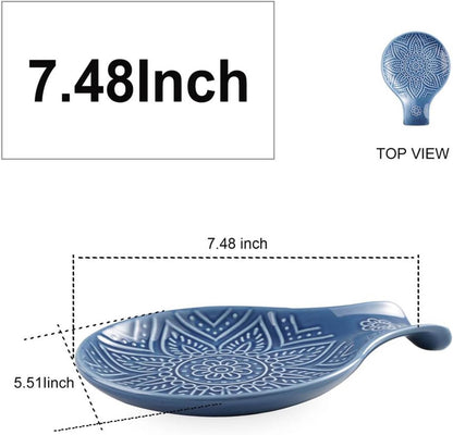 Ceramic Spoon Rest, 7.48 Inches Spoon Holder for Kitchen Counter, Kitchen Accessories, Dishwasher Safe, White