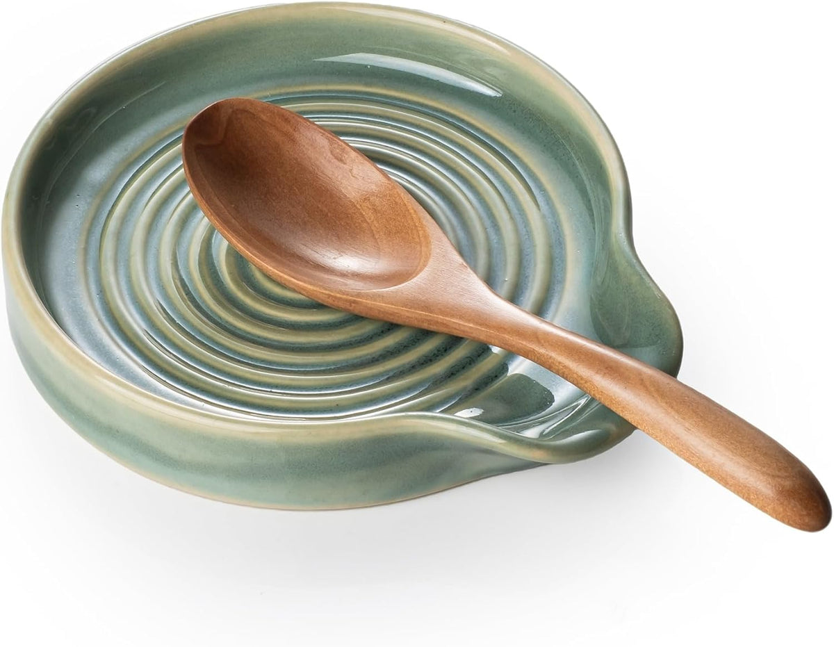 Ceramic Spoon Rest, 7.48 Inches Spoon Holder for Kitchen Counter, Kitchen Accessories, Dishwasher Safe, White