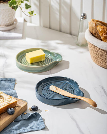 Ceramic Spoon Rest, 7.48 Inches Spoon Holder for Kitchen Counter, Kitchen Accessories, Dishwasher Safe, White