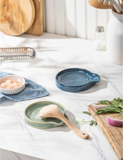 Ceramic Spoon Rest, 7.48 Inches Spoon Holder for Kitchen Counter, Kitchen Accessories, Dishwasher Safe, White