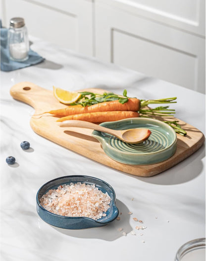 Ceramic Spoon Rest, 7.48 Inches Spoon Holder for Kitchen Counter, Kitchen Accessories, Dishwasher Safe, White