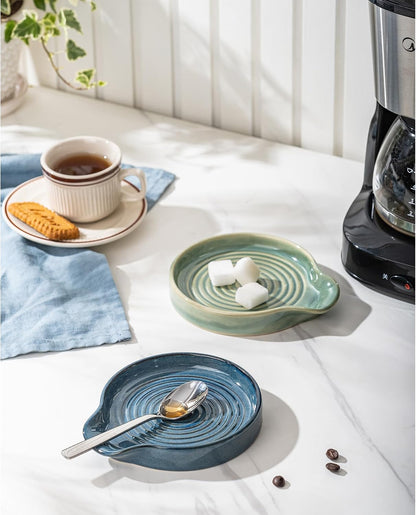Ceramic Spoon Rest, 7.48 Inches Spoon Holder for Kitchen Counter, Kitchen Accessories, Dishwasher Safe, White