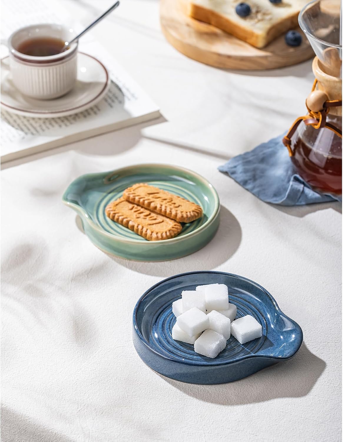 Ceramic Spoon Rest, 7.48 Inches Spoon Holder for Kitchen Counter, Kitchen Accessories, Dishwasher Safe, White
