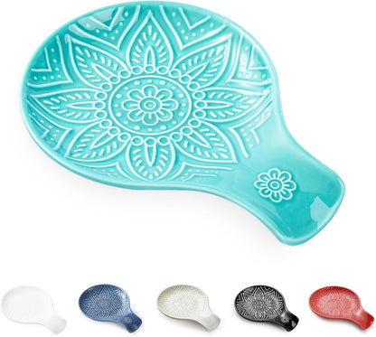 Ceramic Spoon Rest, 7.48 Inches Spoon Holder for Kitchen Counter, Kitchen Accessories, Dishwasher Safe, White