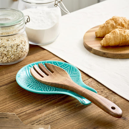Ceramic Spoon Rest, 7.48 Inches Spoon Holder for Kitchen Counter, Kitchen Accessories, Dishwasher Safe, White