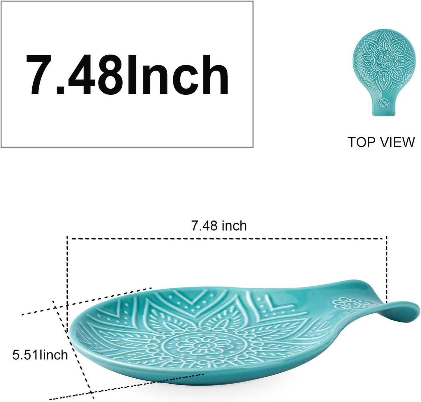 Ceramic Spoon Rest, 7.48 Inches Spoon Holder for Kitchen Counter, Kitchen Accessories, Dishwasher Safe, White