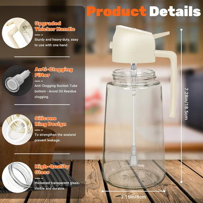 2 Pack Oil Dispenser Bottle for Kitchen, 2 in 1 Olive Oil Sprayer,16.5OZ/470ML Glass Oil Spray Bottle with Premium Nozzle for Cooking,Barbecue, Air Fryer, Salad(GREEN/WHITE)