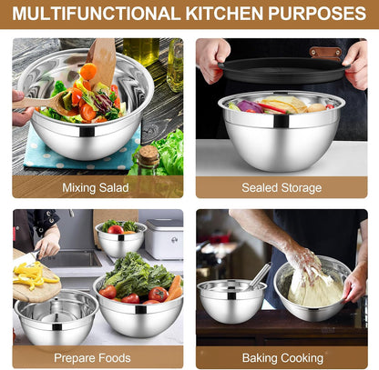 6 PCS Mixing Bowls with Lid Set, Size 7 & 3.5 & 2.5 & 2 & 1.5 & 1QT