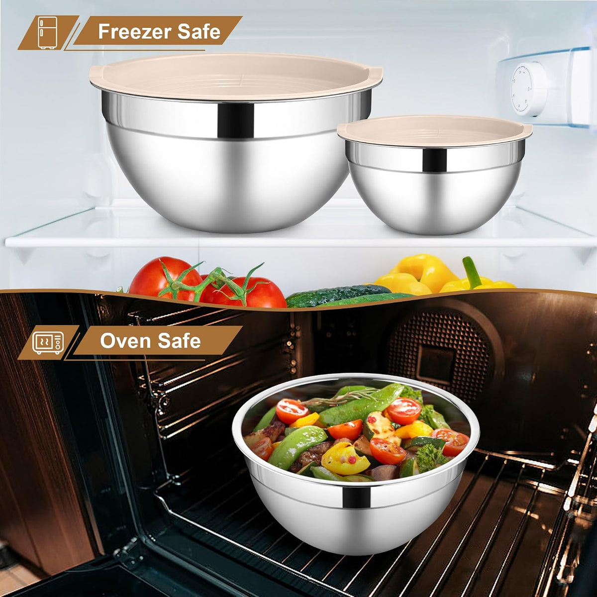 6 PCS Mixing Bowls with Lid Set, Size 7 & 3.5 & 2.5 & 2 & 1.5 & 1QT