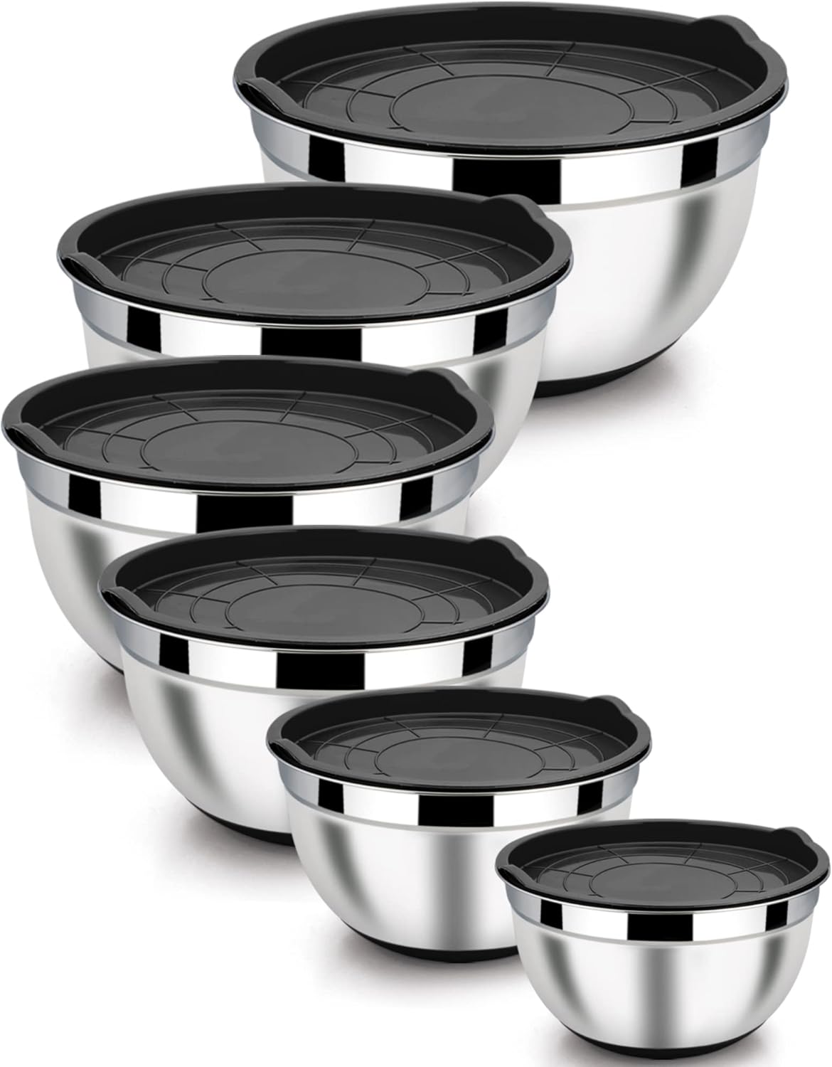 6 PCS Mixing Bowls with Lid Set, Size 7 & 3.5 & 2.5 & 2 & 1.5 & 1QT