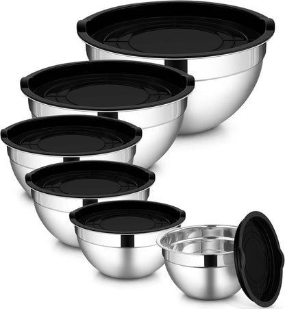 6 PCS Mixing Bowls with Lid Set, Size 7 & 3.5 & 2.5 & 2 & 1.5 & 1QT