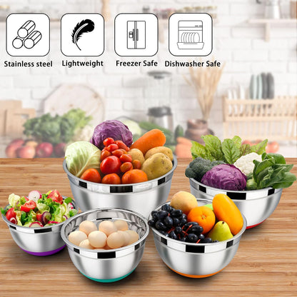 6 PCS Mixing Bowls with Lid Set, Size 7 & 3.5 & 2.5 & 2 & 1.5 & 1QT